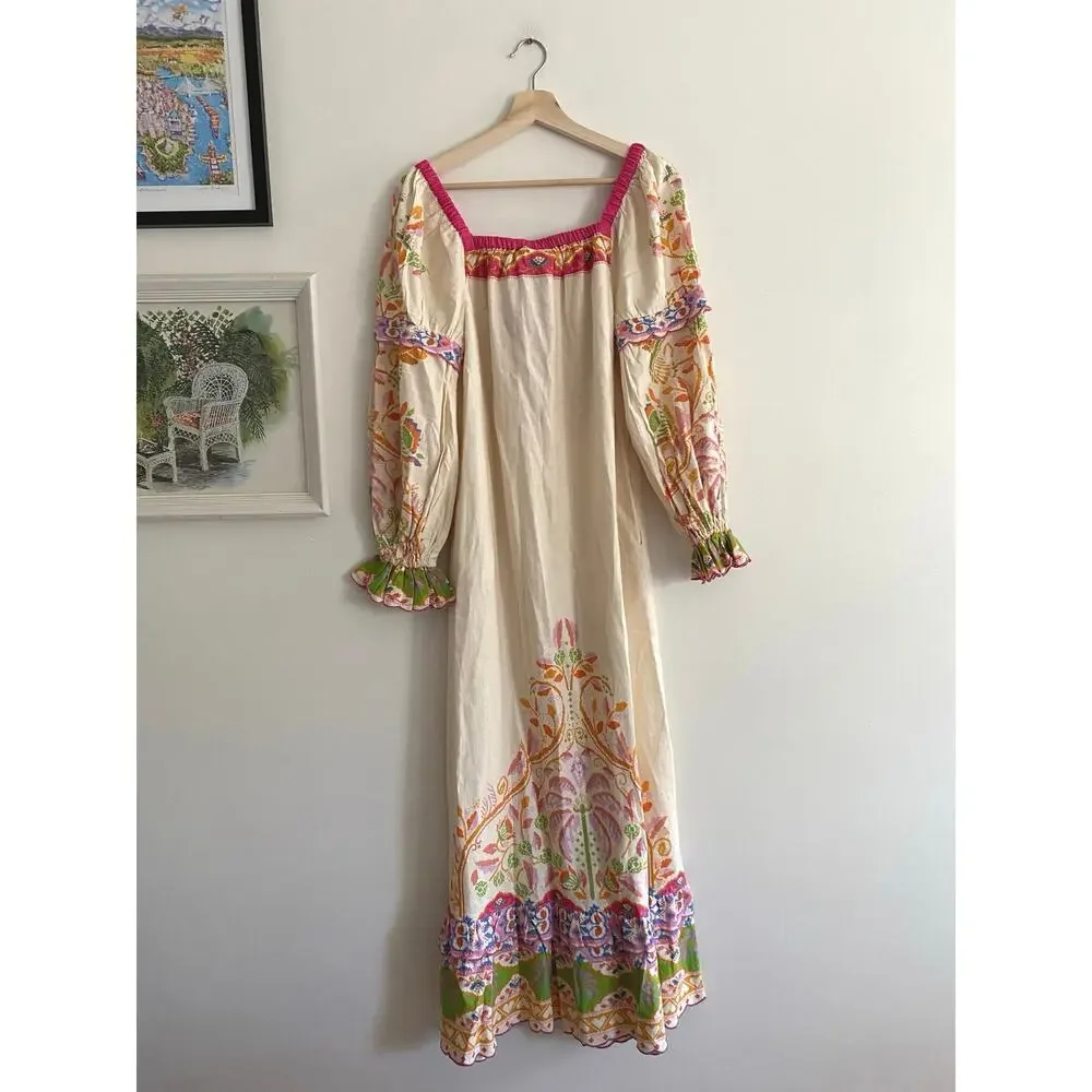 FARM RIO NWT Anthropologie Printed Linen Blend Dress Size XS - Picture 9 of 13